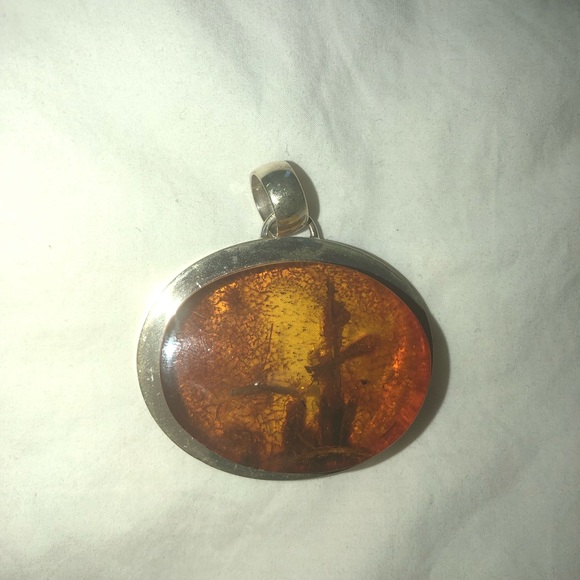 Pendant (amber and sterling silver) - Picture 2 of 4